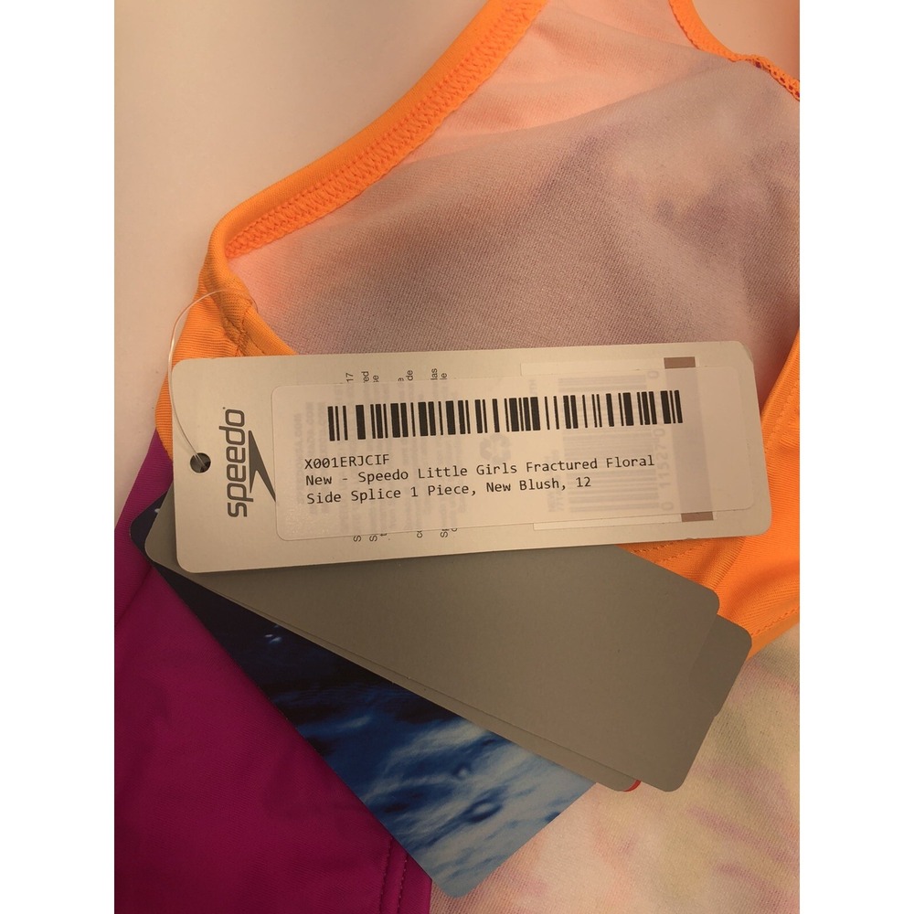 Speedo Girl's Racerback Violet Orange Floral One Piece Swimsuit Size 12 - Picture 5 of 5